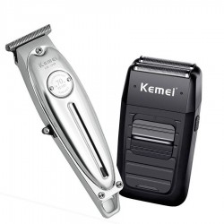 Kit Kemei Patillera Trimmer Metal 1949 + Afeitadora Shaver 1102