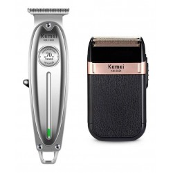 Kemei Kit Corta Pelo Trimmer Metal 1949 + Afeitadora Shaver 2024