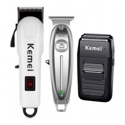 Kemei Kit Cortadora Pelo 809a + Patillera 1949 + Afeitadora 1102