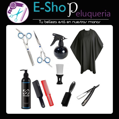 Kit Set Barberia: Tijeras + Rociador + Capa + Gel de Afeitar + Cepillos + Saca Pelo+ Navaja