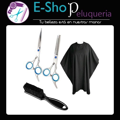 Kit Barberia Capa + Tijeras Profesionales + Cepillo Barber