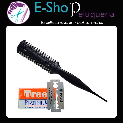 Peine Navaja Plastico 2 Hojas Eurostil + 10 Hojas De Afeitar Treet