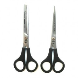 Kit Tijera Microdentada Y Pulir 6'' Peluqueria Eurostil + Navaja