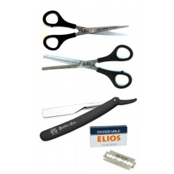 Kit Tijera Microdentada Y Pulir 6'' Peluqueria Eurostil + Navaja