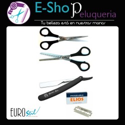 Tijera Microdentada Y Pulir 6'' Peluqueria Eurostil + Navaja