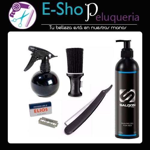 Kit Sacapelo + Pulverizador + Crema De Afeitar + Navaja Barberia