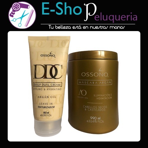 Kit Crema De Peinar Argan  X 180 Ml + Máscara de Argán 990ml Ossono