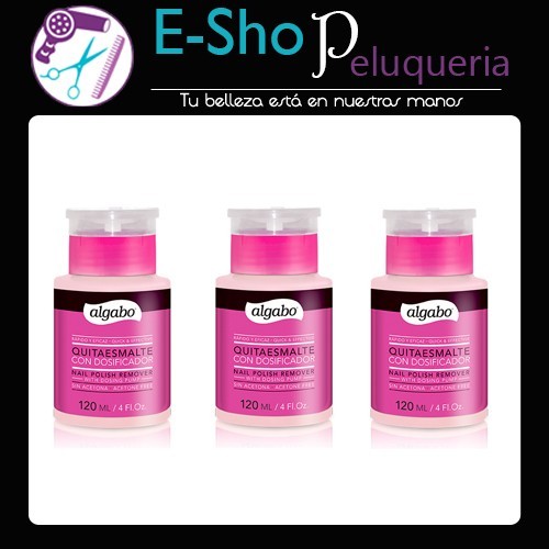Quitaesmalte Con Dosificador Sin Acetona Algabo 120ml Kit x 3 Unidades