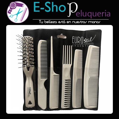Set Peines Profesionales Eurostil x6 (Blanco)