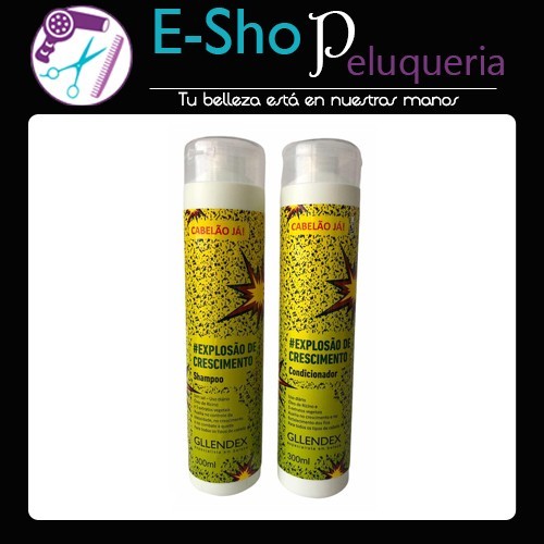Kit Acondicionador + Shampoo Explosion De Crecimiento Gllendex 300ml Vegano