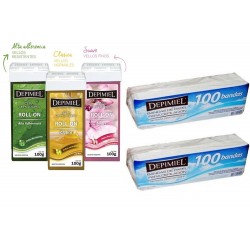 3 Ceras Roll-on Depilacion Depimiel + 200 Bandas Depilatoria
