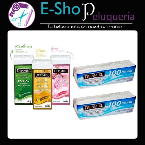 Kit 3 Ceras Roll-on Depilacion Depimiel + 200 Bandas Depilatoria