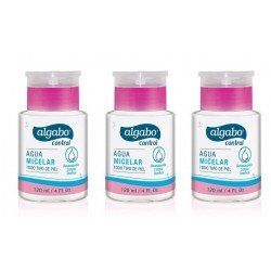 Agua Micelar Algabo Todo Tipo De Piel Con Dosificador 120 Ml Kit x 3u