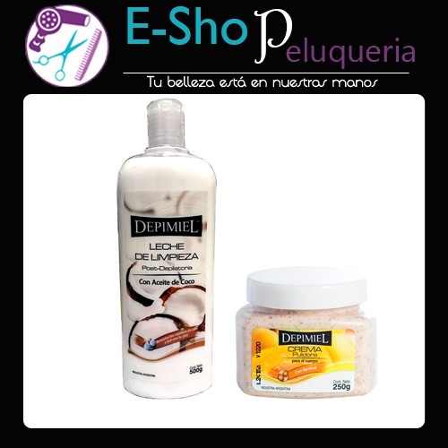 Kit Crema Exfoliante Pulidora + Leche Limpieza Depimiel Depilacion
