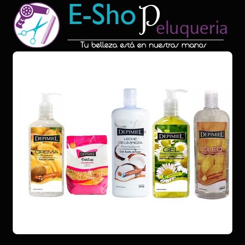 Cera Depilatoria + Exfoliante + Gel Post Depilatorio + Oleo + Leche Limpiador Kit Depimiel