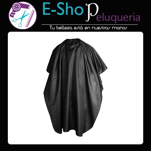 Capa Corte Negra Lisa Barbería Peluquería Pelo Profesional