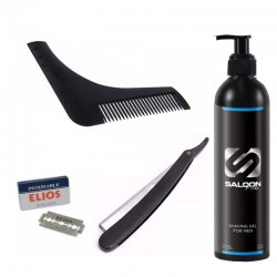 Kit De Afeitado De Barba Peine Gel Navaja Saloon Plus