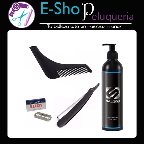 Kit De Afeitado De Barba Peine Gel Navaja Saloon Plus