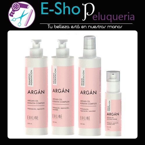 Shampoo + Balsamo + Aceite Serum + Bifase Kit Argan Oil Exiline