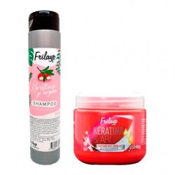 Kit Shampoo + Acondicionador + Mascara Keratina Y Argan Frilayp Reparacion