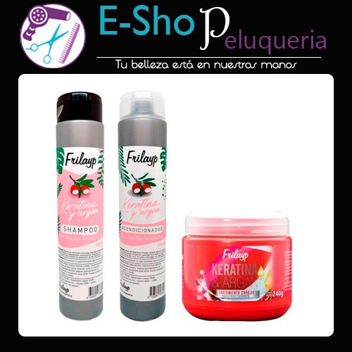 Kit Shampoo + Acondicionador + Mascara Keratina Y Argan Frilayp Reparacion