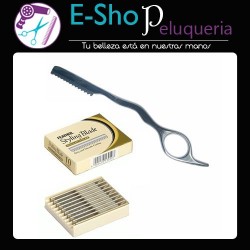 Navaja de Acero Inoxidable Eurostil + 10 Filos Feather Kit