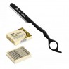 Navaja Negra de Corte Barber Line Eurostil + 10 Filos Feather