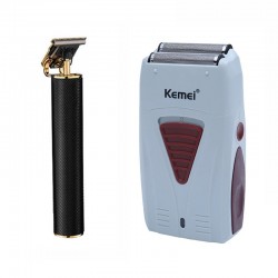 Shaver Afeitadora Kemei Barber + Maquina Trimmer Patillera