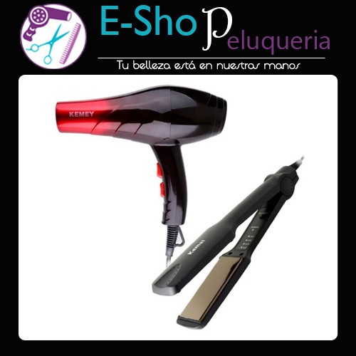 Secador De Pelo Y Planchita Profesional Kemei