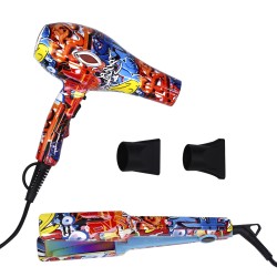 Set Secador + Plancha de Pelo Profesional Teknikpro Graffiti