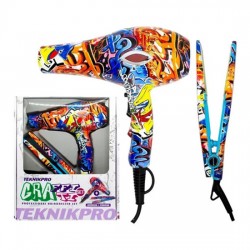Set Secador + Plancha de Pelo Profesional Teknikpro Graffiti