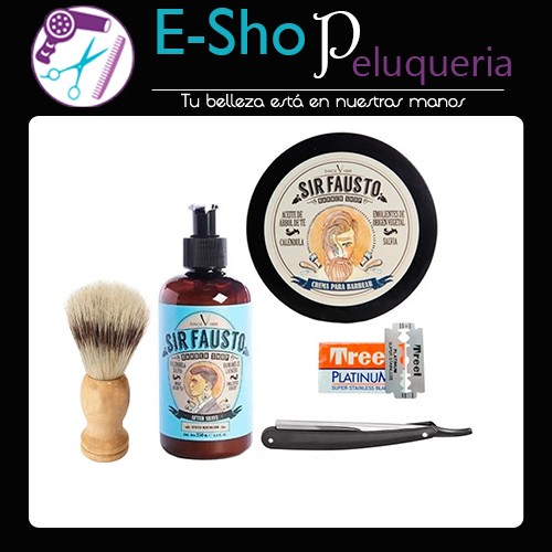 Sir Fausto Barberia Crema Afeitar After Shave Brocha Navajin Kit