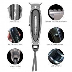 Maquina de Corte Patillera Trimmer Profesional Kemei Cuero Negro KM-1945