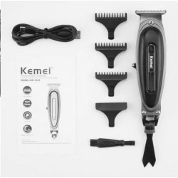 Maquina de Corte Patillera Trimmer Profesional Kemei Cuero Negro KM-1945