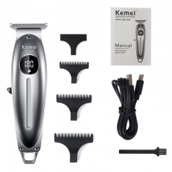 Maquina de Corte Patillera Trimmer Kemei KM-1948 Plateada Con Display