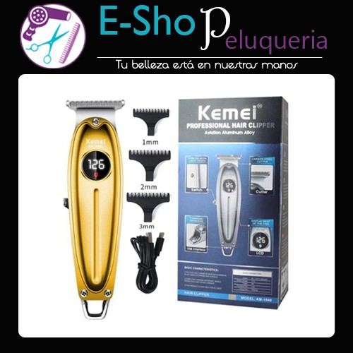 Maquina de Corte Patillera Trimmer Kemei KM-1948 Dorada Con Display