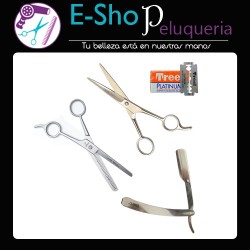 Kit Tijera De Corte + Pulir + Navaja Profesional Peluqueria - 6 Pulgadas Royal Cut