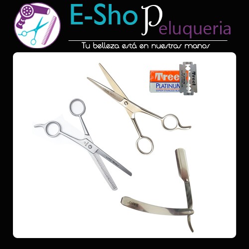Kit Tijera De Corte + Pulir + Navaja Profesional Peluqueria - 6 Pulgadas Royal Cut