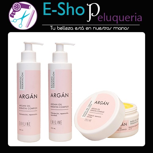 Shampoo + Acondicionador + Baño De Crema Kit Argan Oil Exiline
