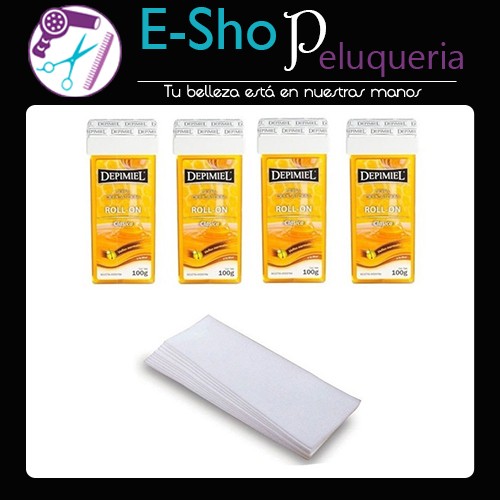 Kit Cera Depilatoria Roll On X4u Clasica Depimiel + 100 Bandas
