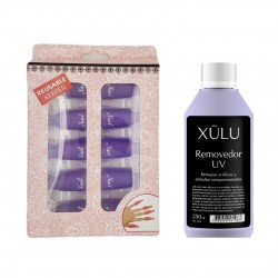 Kit Removedor De Esmalte SemiPermanente Xulu 250ml + Capuchones