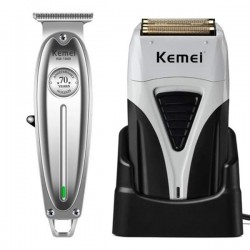 Maquina Patillera Kemei 1949 + Afeitadora Con Base Kemei 3383 Kit