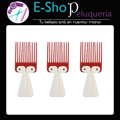 Eurostil Peine Ahuecador Doble Pua Plegable Para Rulos Kit x 3 Unidades