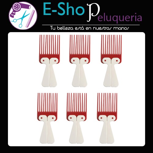 Eurostil Peine Ahuecador Doble Pua Plegable Para Rulos Kit x 6 Unidades