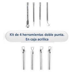 Set De 4 Removedor Extractor De Puntos Negros Comedones Acne