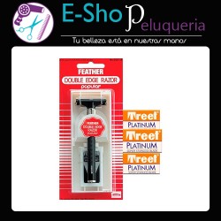 Afeitadora Feather Double Edge + 3 Filos Treet 10u