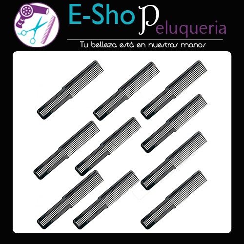 Peine De Corte Profesional Barberia De Carbono Kit X10