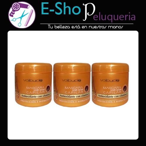 Mascara Capilar Volbucle Argan Oil Antioxidante Vitamina E 200grs Kit x 3u