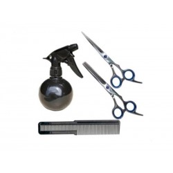 Kit Tijera De Corte + Pulir + Rociador + Peine Barber Barberia