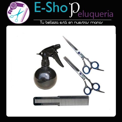 Kit Tijera De Corte + Pulir + Rociador + Peine Barber Barberia